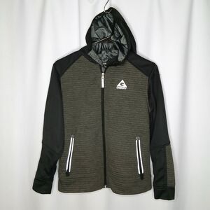 Gerry Full Zip Hoodie Jacket Lined Fleece Hood Ribbed Gray Youth Boys Med 10/12